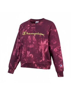Champion Womens XS Pink Purple Tie-Dye Sweatshirt Long Sleeve Cotton Blend Logo